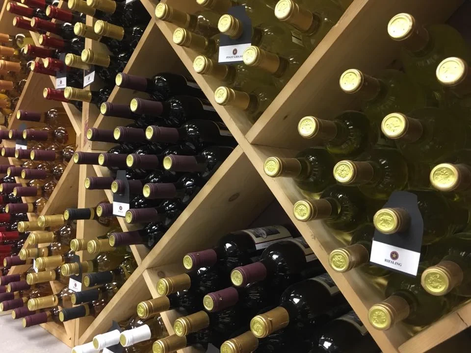 Starr Hill Winery wine bottle display rack